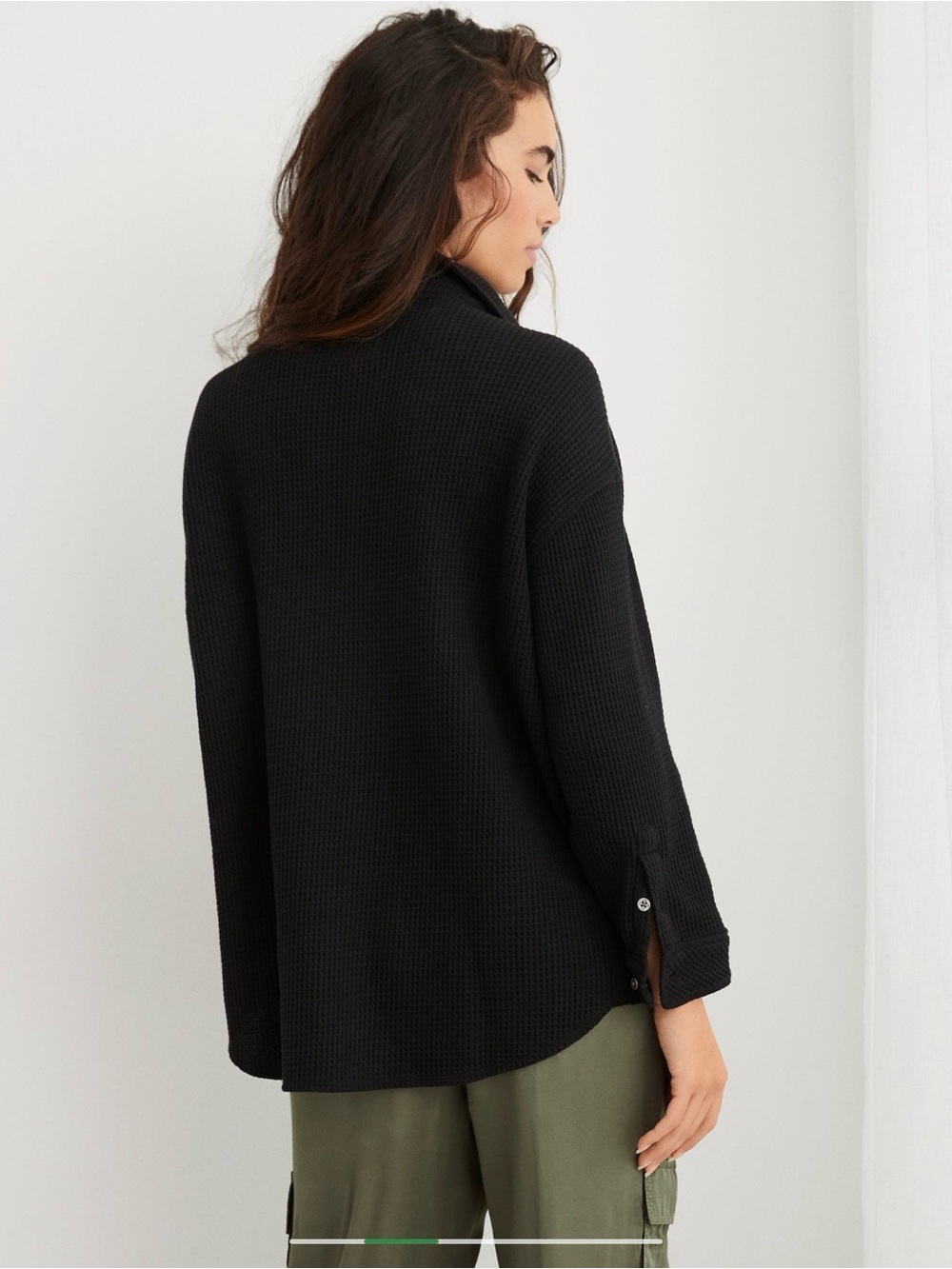 Aerie LumberJane Waffle Shirt True Black Size S - Picture 3 of 11